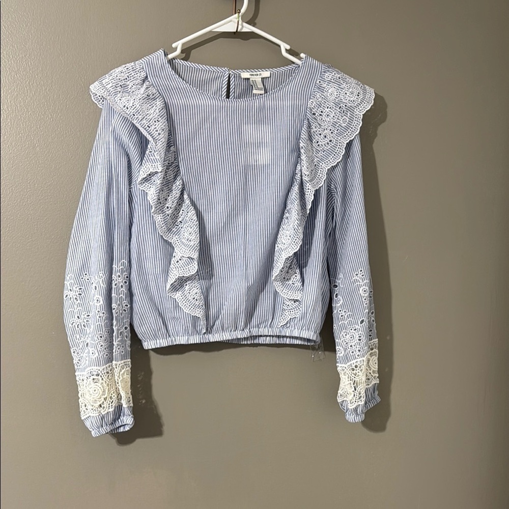 Forever 21 Blue Ruffled Blouse